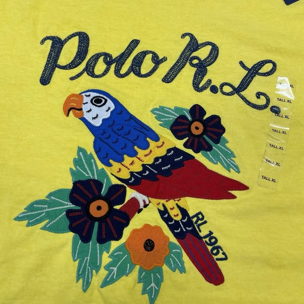 NWT Polo Ralph Lauren Parrot Tropical Yellow T Shirt Men Sz XLT Beach